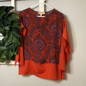 Michael Kors Kimono Sleeve Paisley Top Size XS
